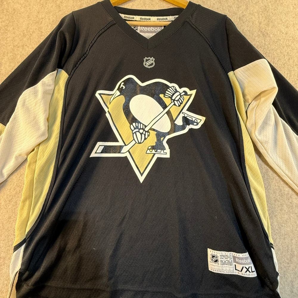Reebok NHL Pittsburgh Penguins Youth Hockey Jersey Black Gold L/XL T1198 - Picture 3 of 4
